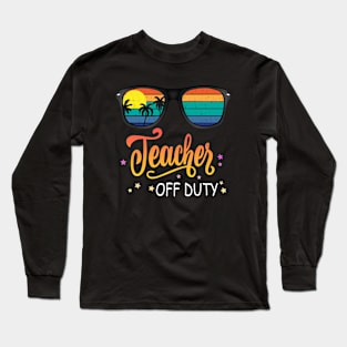 teacher off duty sunglasses beach sunset summer vintage Long Sleeve T-Shirt